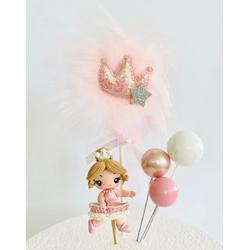 Luna Balunas Ballerina Taarttopper | ballet danseres Cake Decoratie Kroon Roze Tutu